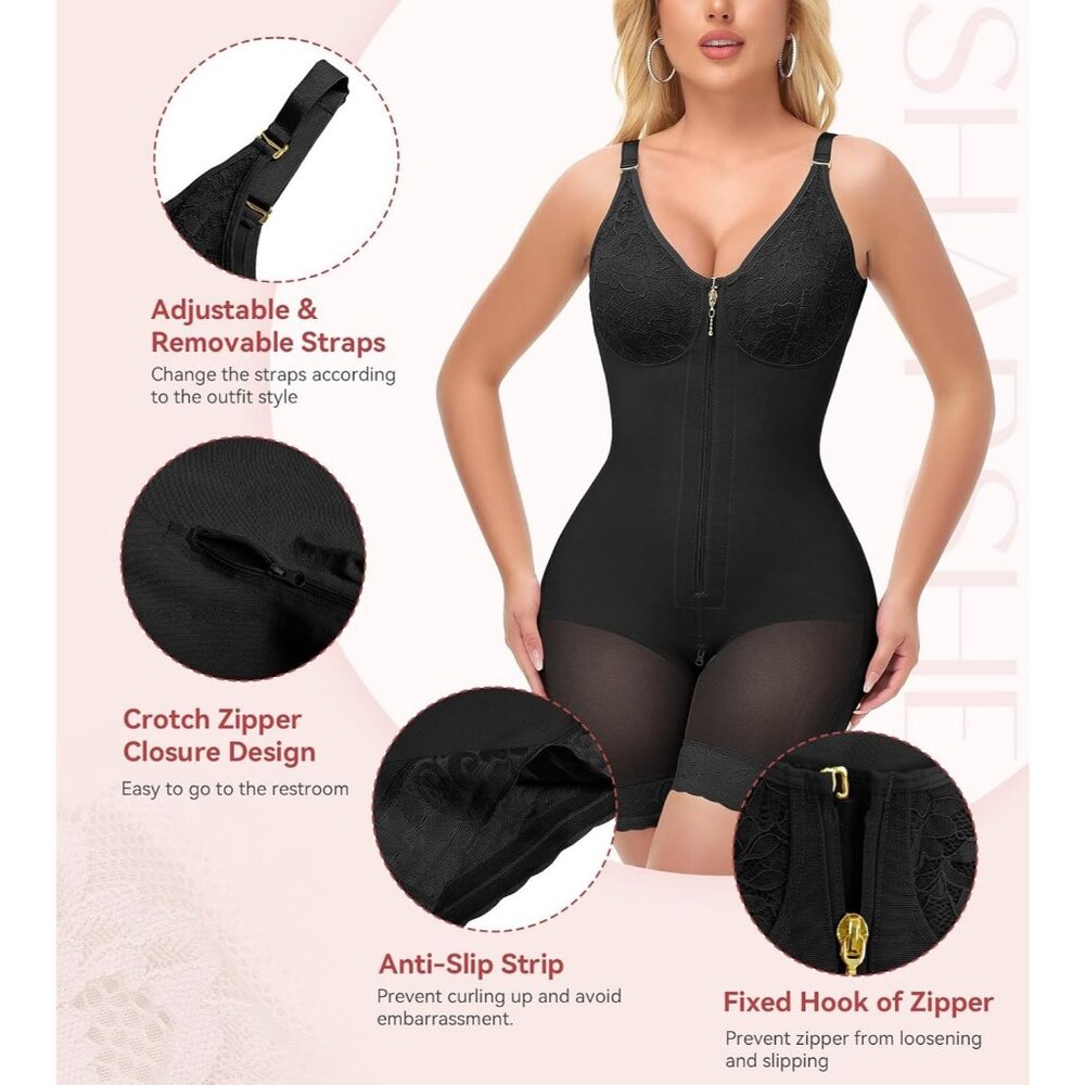 Women's Black Postpartum Body Shaper Tummy Control Shapewear Lifter Bra Zipper - Picture 6 of 7